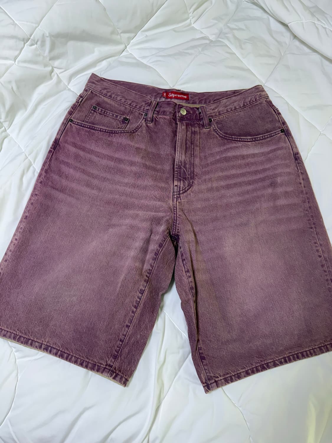 26ss 슈프림 배기 데님 쇼츠 Overdyed Purple 상품이미지3
