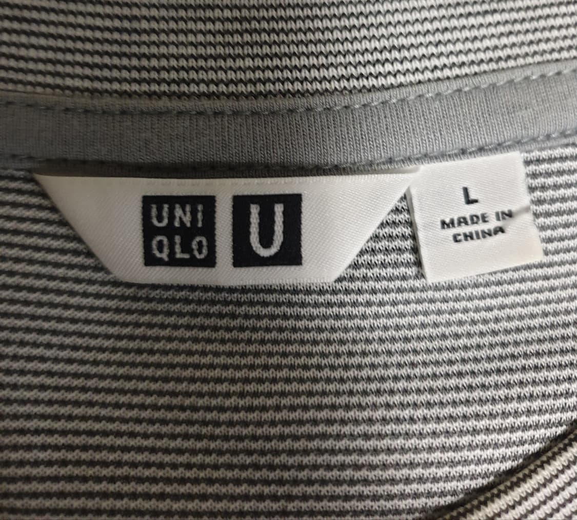 유니클로 U 오버핏 단가라 반팔티 블랙 (L) 상품이미지2