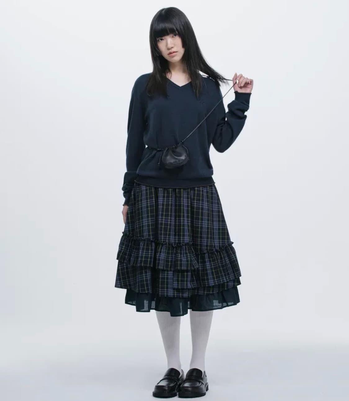 오헤시오 체크 프릴 미디 스커트 상품이미지1