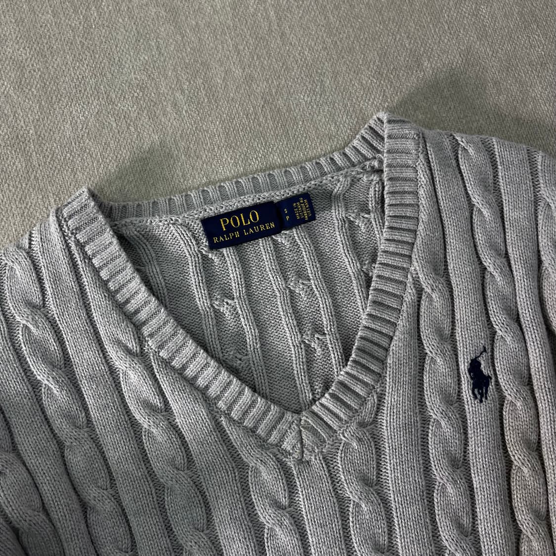 W 95 폴로랄프로렌 꽈배기 브이넥 니트 상품이미지2