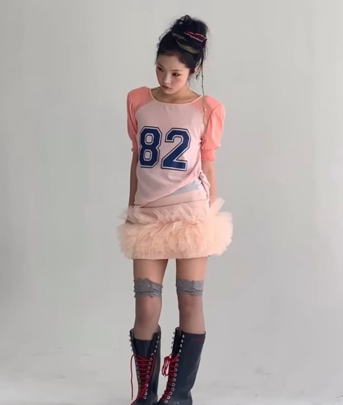 샵페어리 패드 숄더 래글런 탑 핑크 상품이미지2