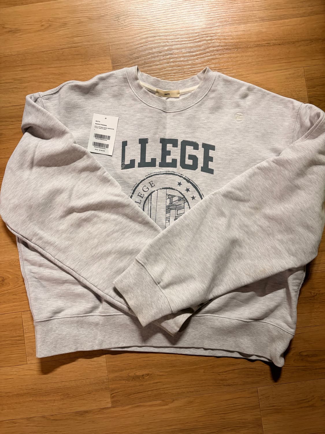 렉토 LLEGE 맨투맨 화이트그레이 상품이미지2