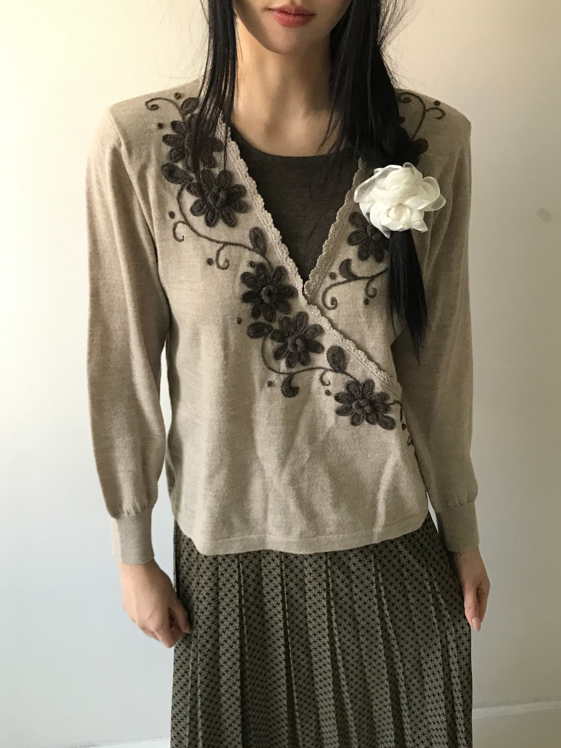 Lace v wrap 2way top cardigan 상품이미지2