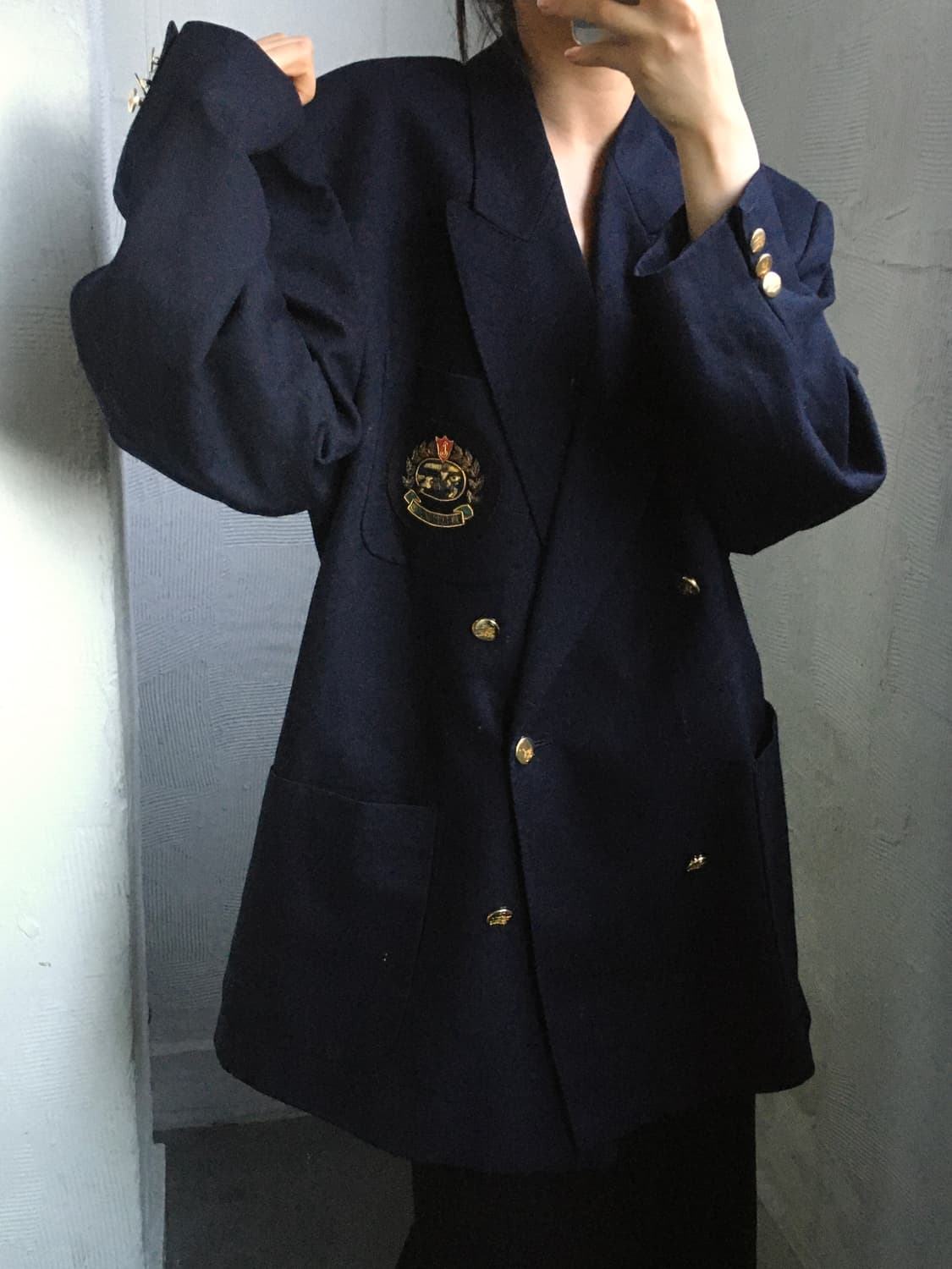 Burberry 버버리 크레스트 로고 네이비 금장 더블 블레이저 상품이미지3