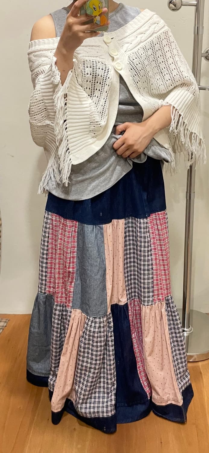 패치워크 스커트, 빈티지 스커트, 청스커트 상품이미지3