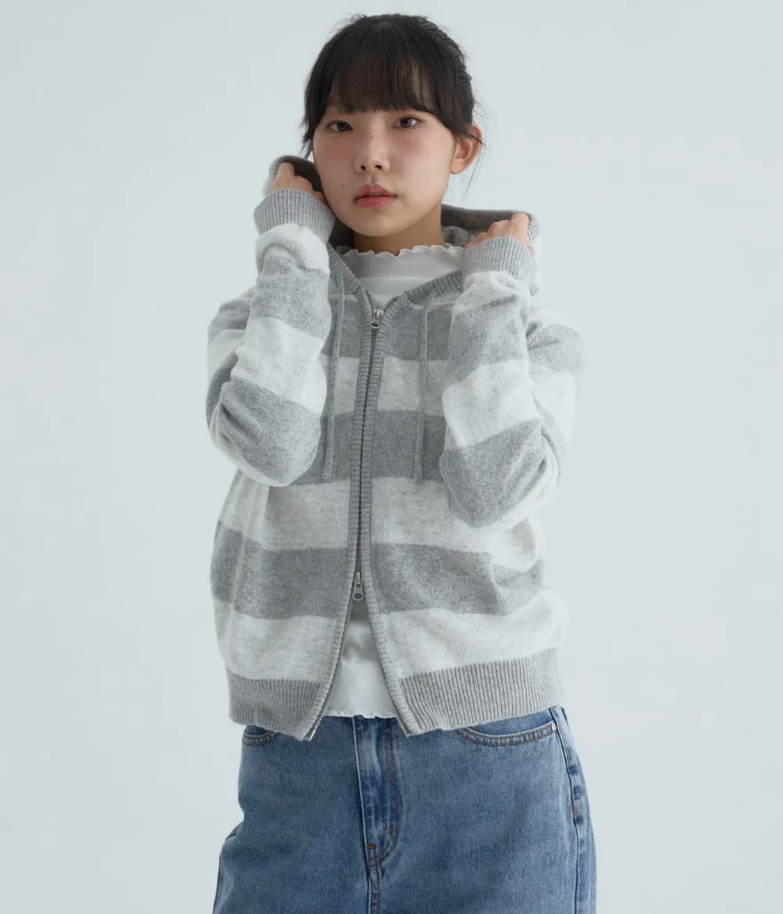 코드그라피 니트 후드집업 상품이미지1