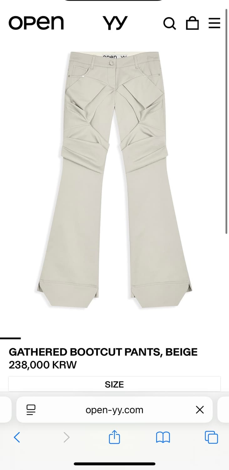 (L)openyy gathered bootcut pants beige바지 상품이미지1