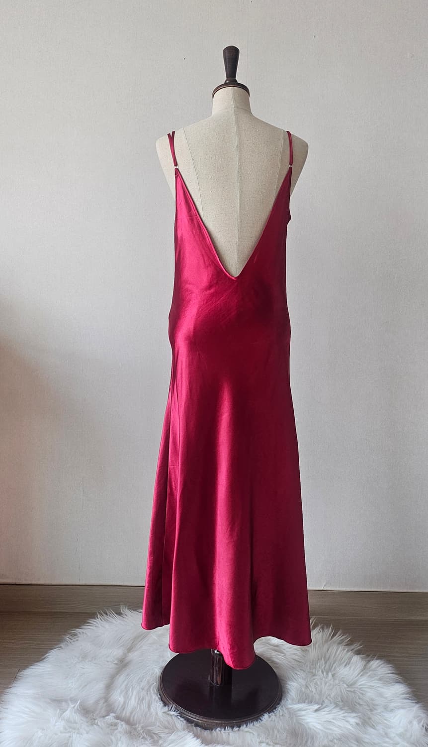 레드 새틴 슬립 롱드레스 / 글램 실루엣 / 해외무드 드레스 상품이미지4