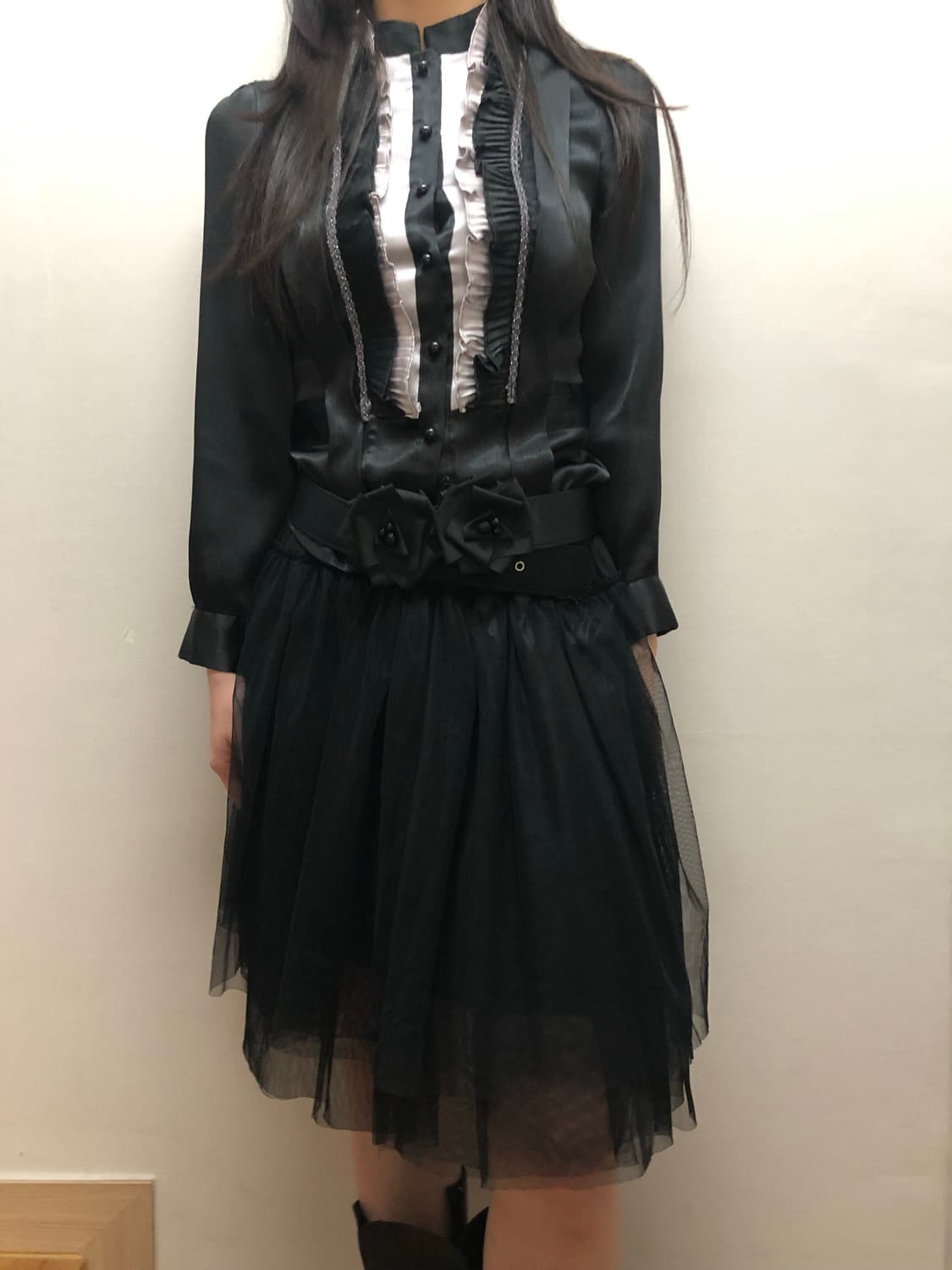 빈티지 블랙 레이스 미디 스커트 상품이미지5