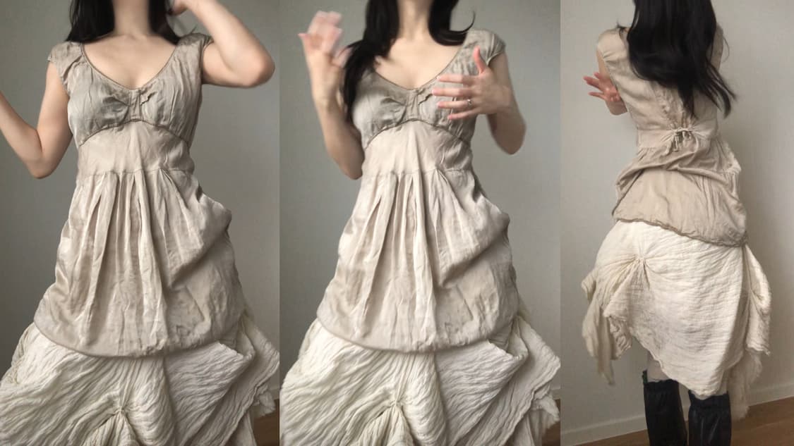 [직수입] 빈티지 코튼 실크 드레스와 스커트 2 set 상품이미지1