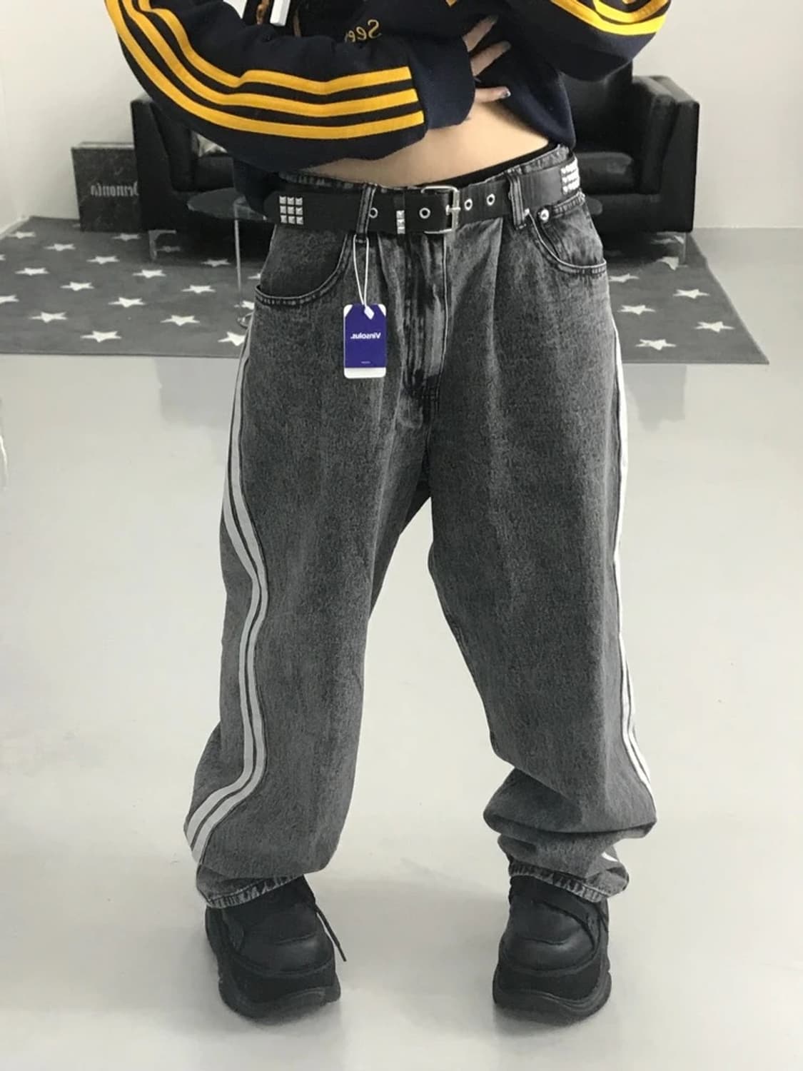 모노마트 그레이 사이드 디테일 팬츠 상품이미지2