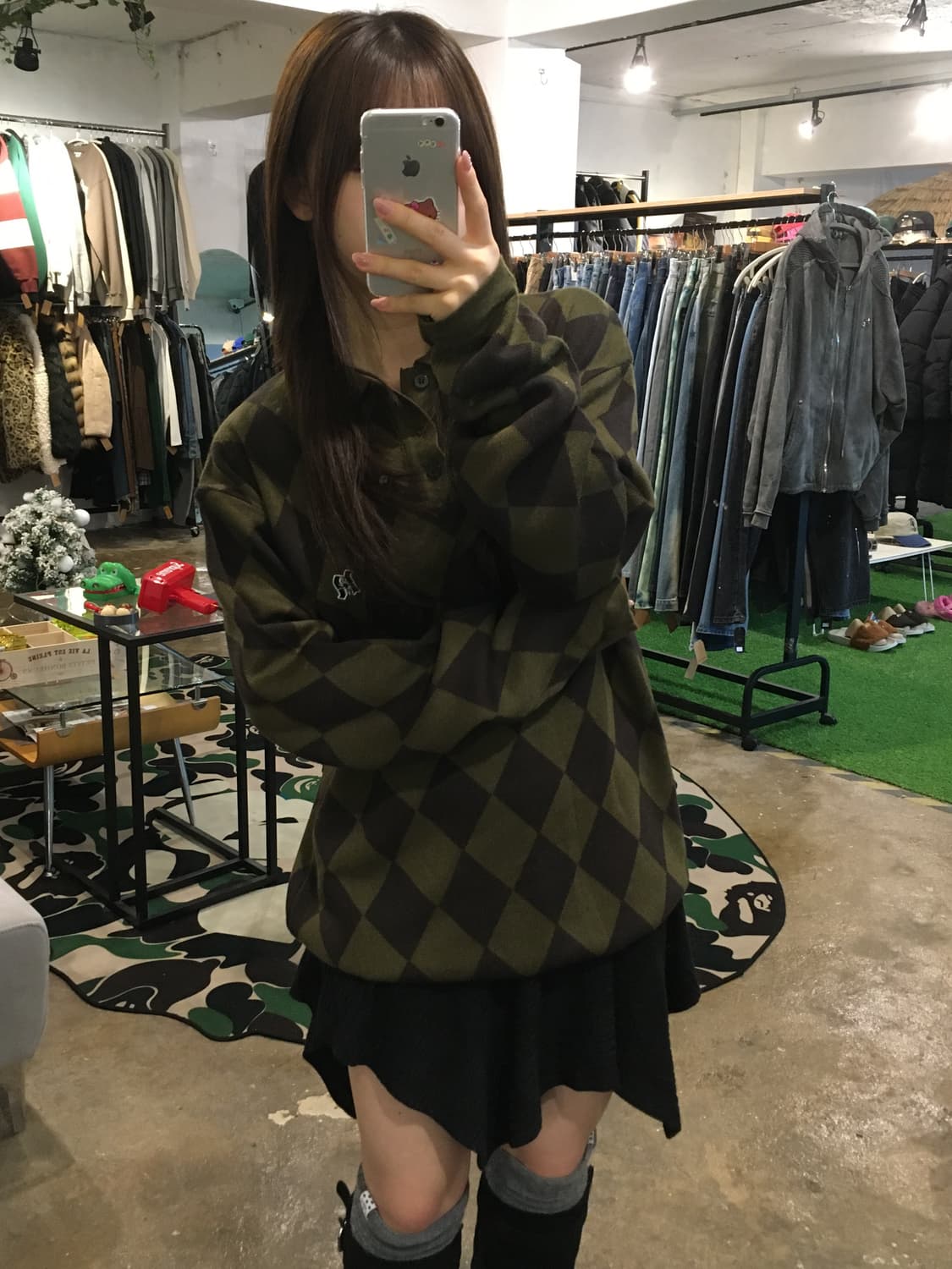 나이스 고스트 클럽 체크보드 니트 폴로 셔츠 상품이미지2