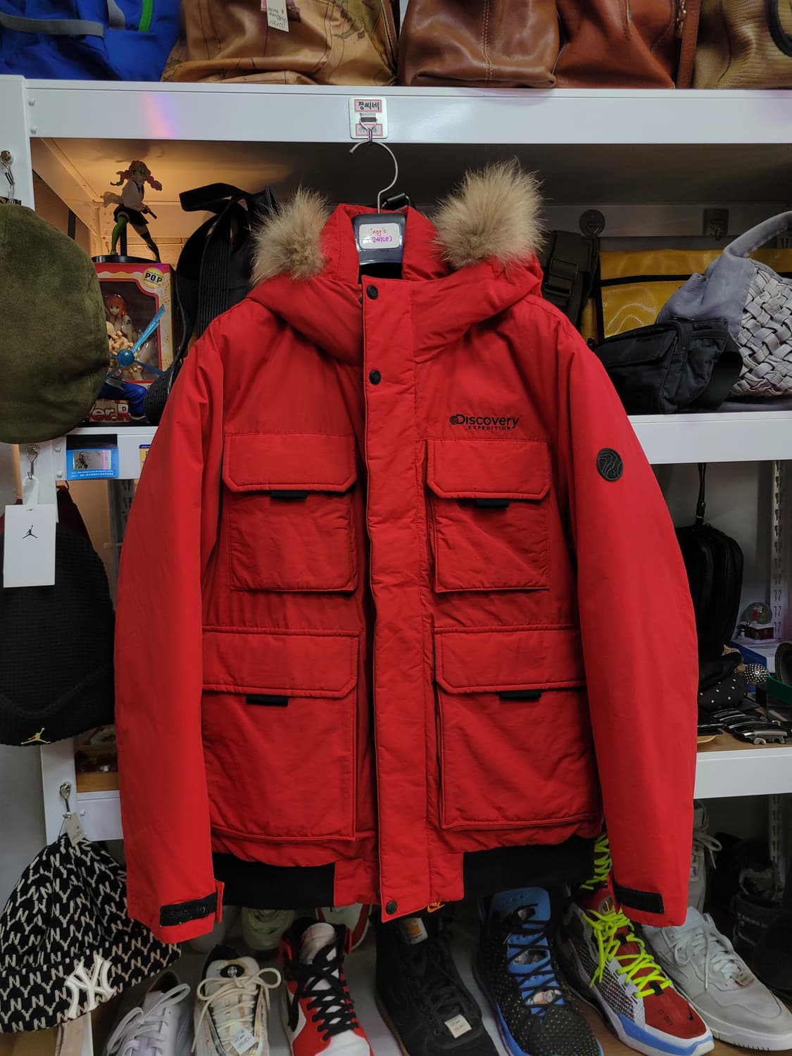 디스커버리 레드 오리털 패딩 상품이미지1