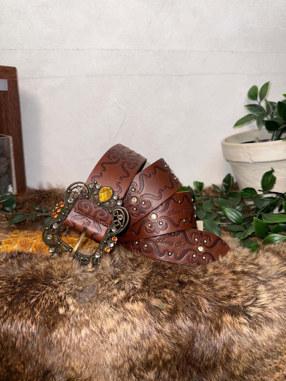 Anna Sui brown oriental fairy cubic belt 상품이미지1