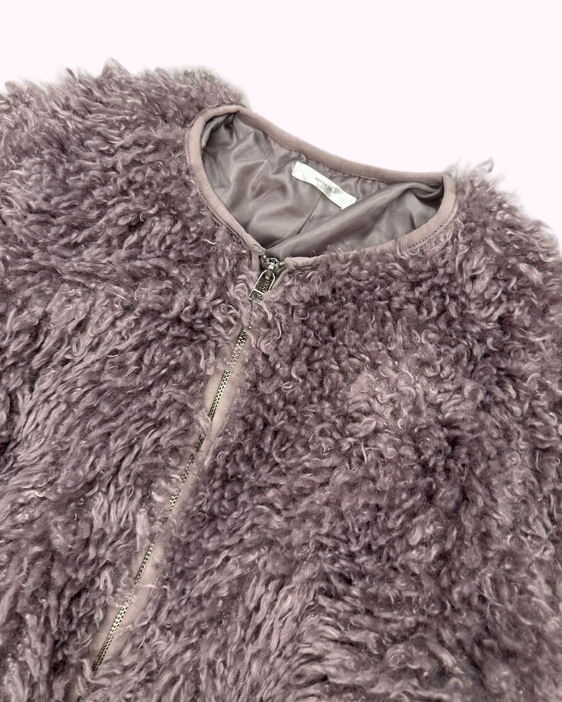 purple fur zip-up jacket 상품이미지2