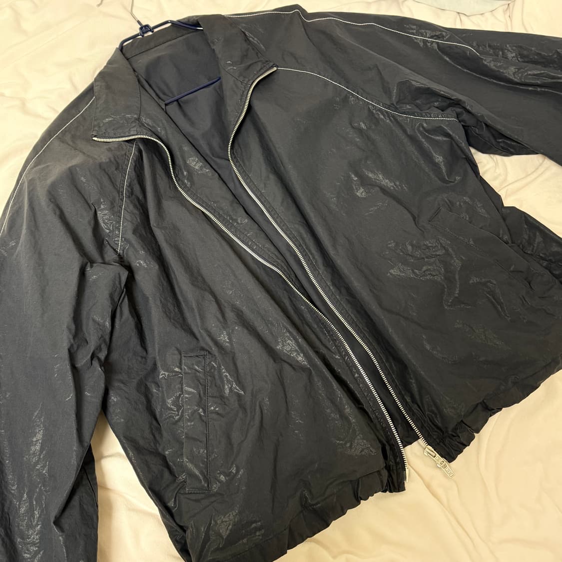 마땡킴 코팅 점퍼 네이비 상품이미지2