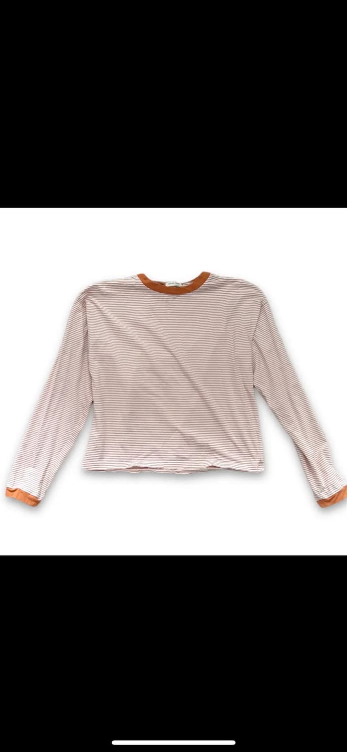 T124 아프레쥬 미뇽 JPN 빈티지 오렌지스트라이프 긴팔티 F(W) 상품이미지1