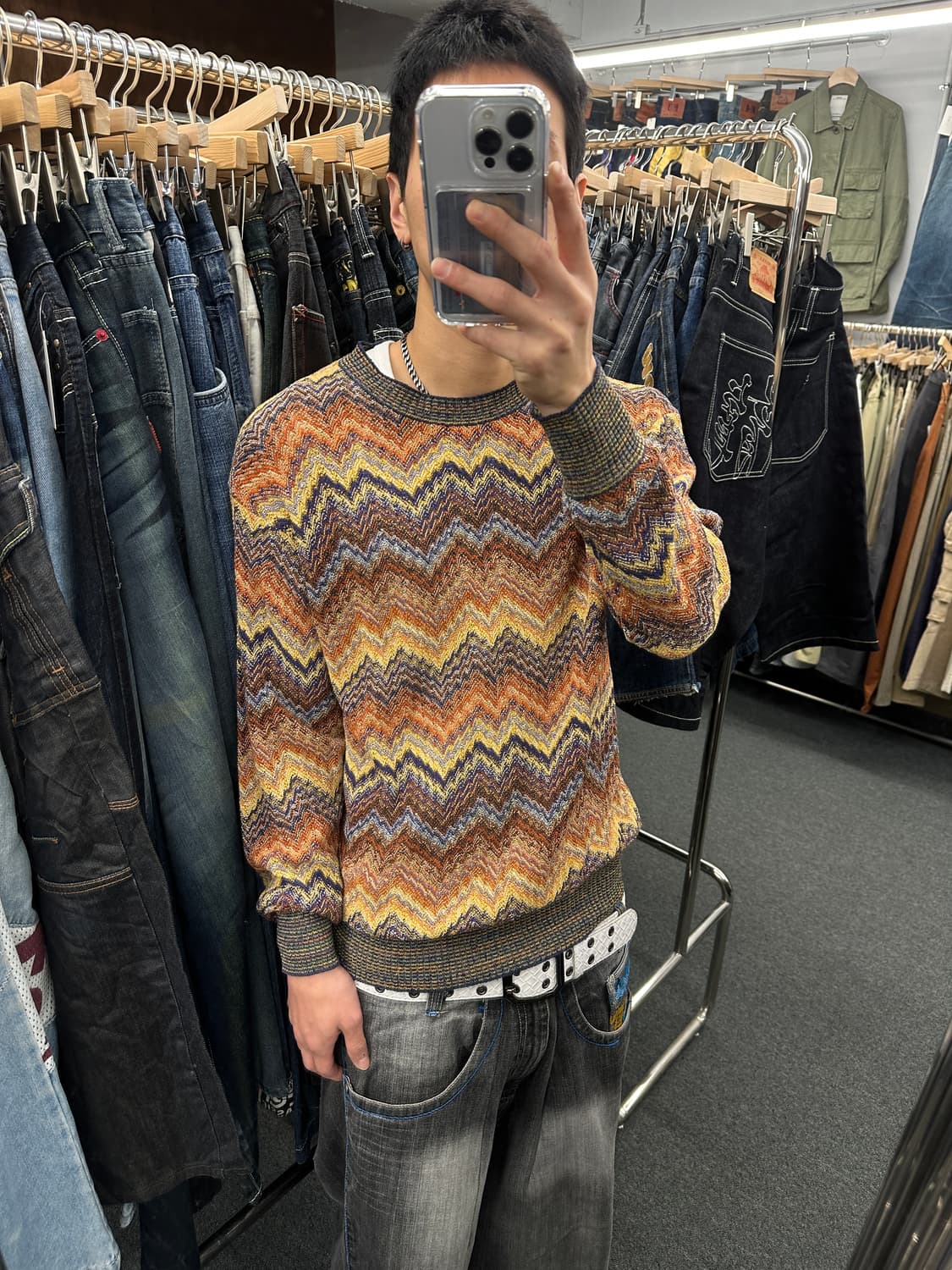 미쏘니 멀티 컬러 패턴 니트 상품이미지1