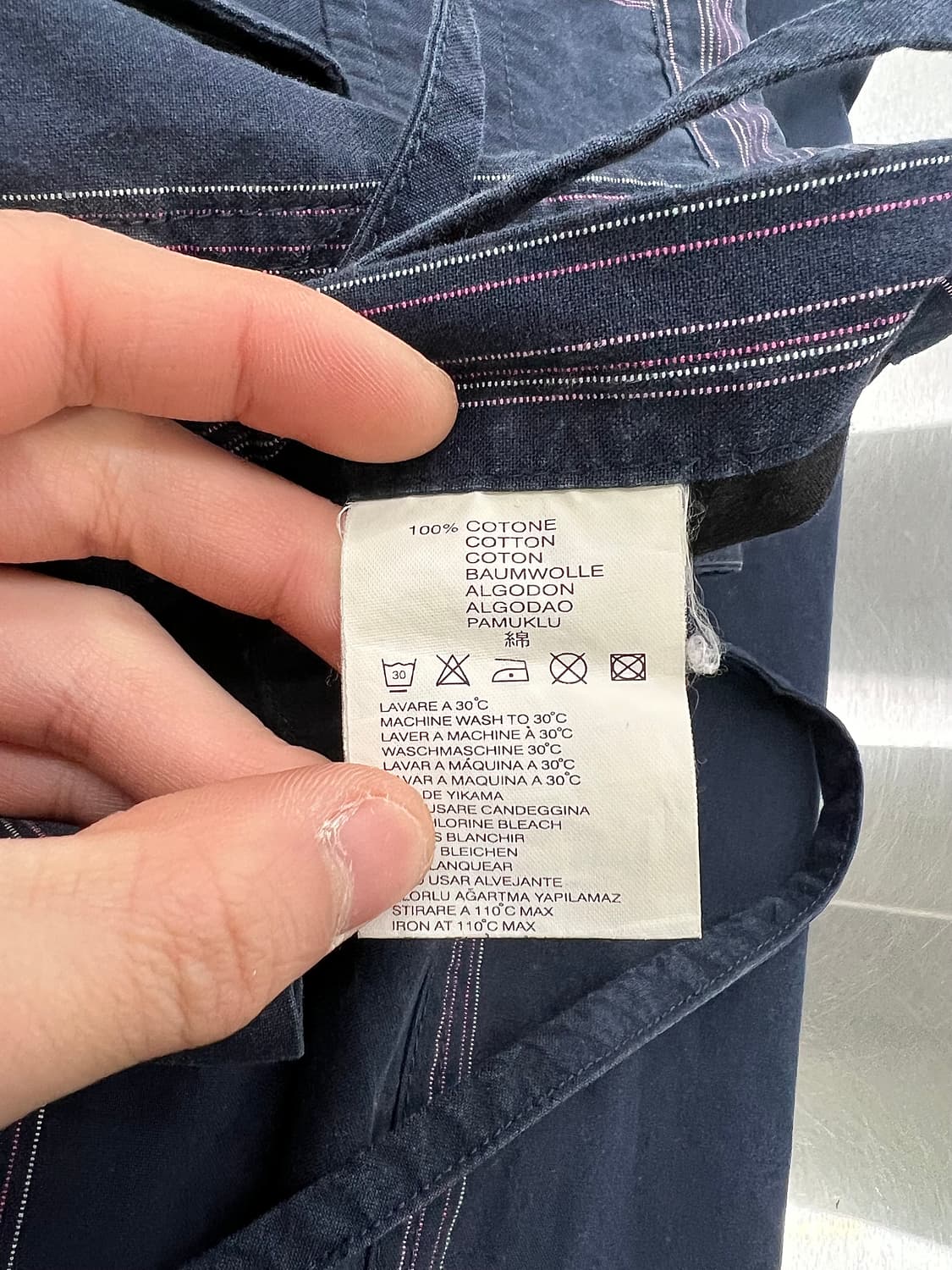 디젤 네이비 드리즐 와이드 드로우 스트라이프 코튼 팬츠 상품이미지9