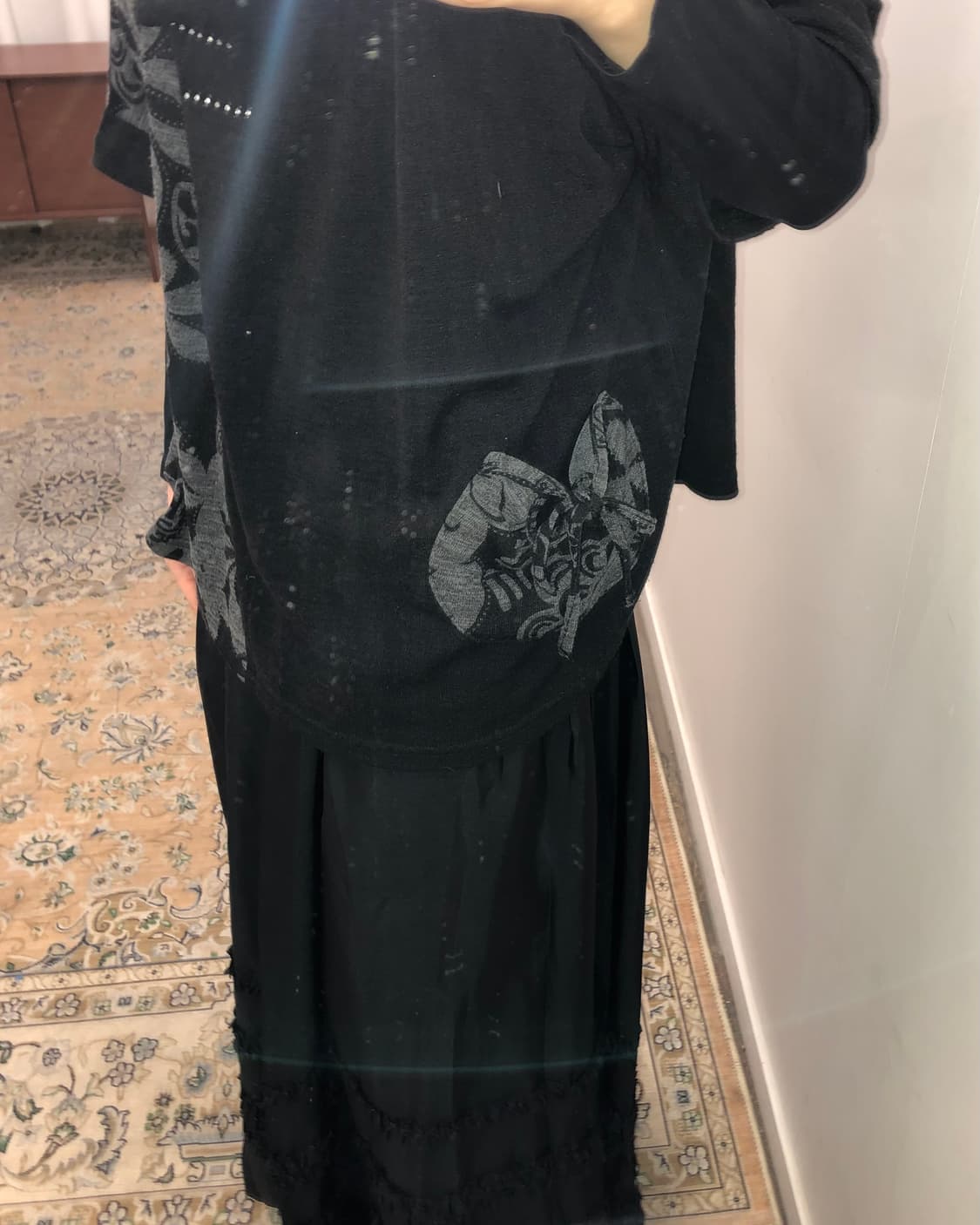 블랙 플라워 오버핏 반팔 상품이미지5