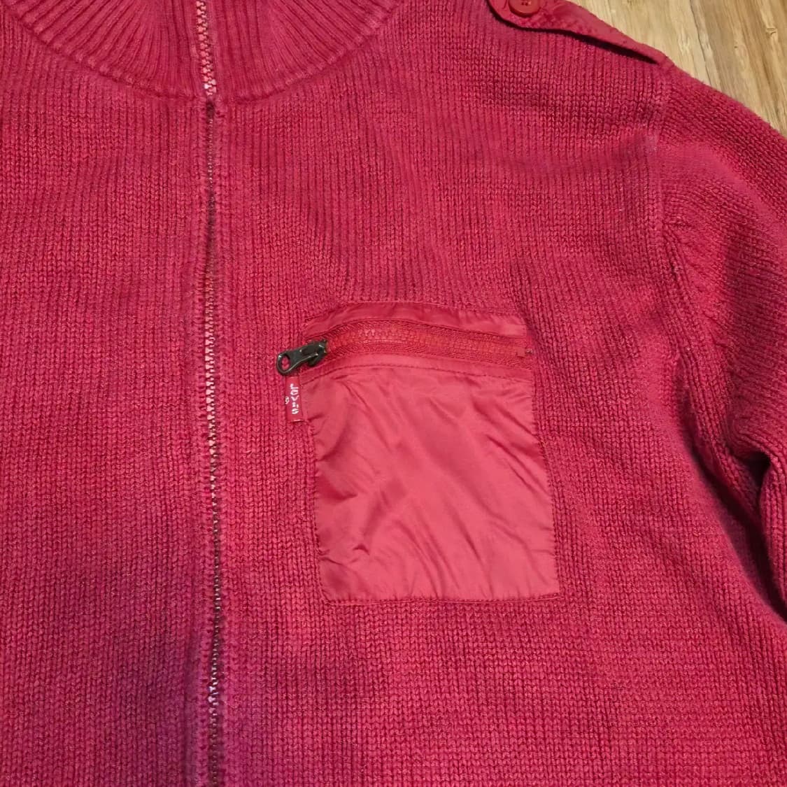 리바이스 레드탭 엘보패치 집업 니트 가디건 (실측M)
 상품이미지2