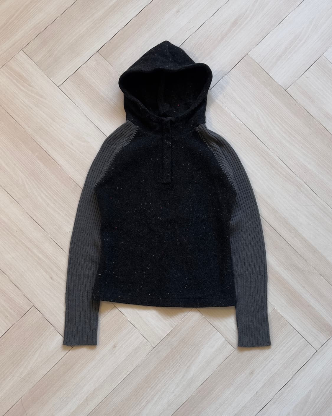 [RICH NOBLE] raglan knit half hoodie zip 상품이미지2
