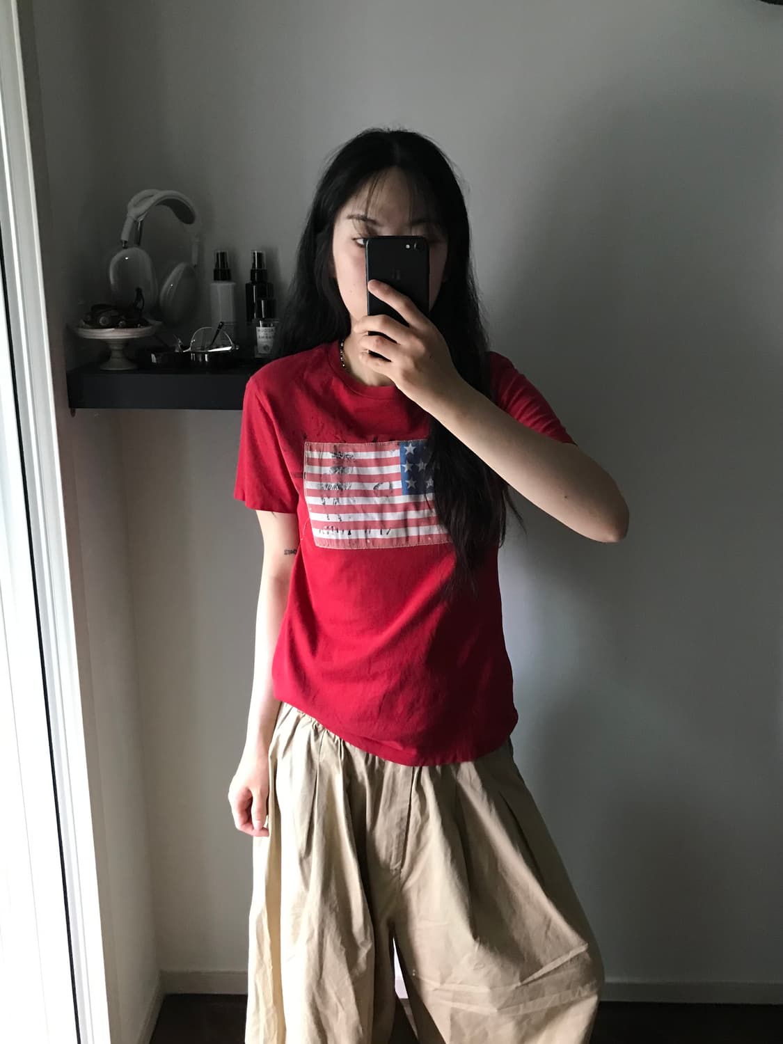 폴로 랄프로렌 올드스쿨 성조기 로고 레드 반팔티 상품이미지1