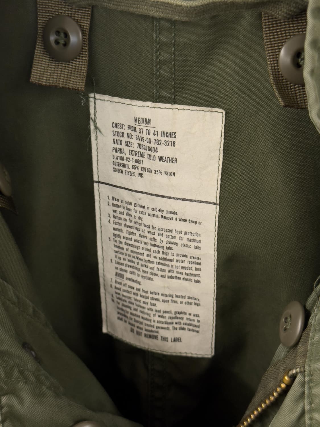 US ARMY 오리지널 M-65 피쉬테일 파카  상품이미지5
