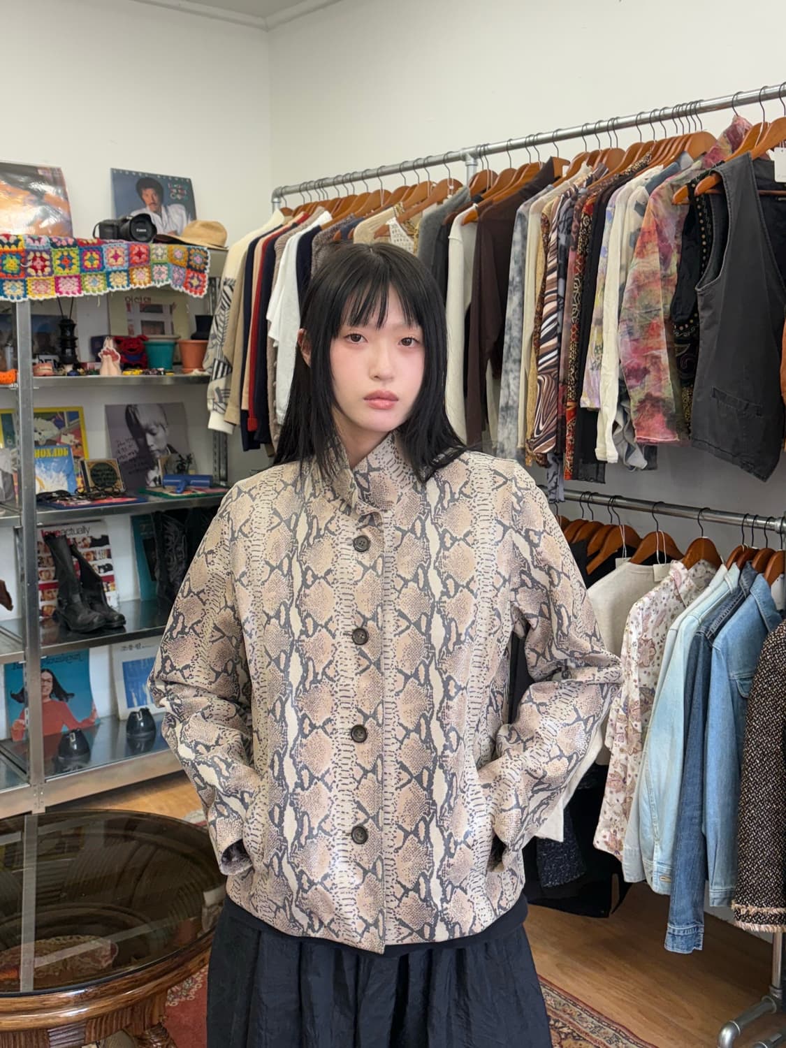Python Pattern Leather Jacket 상품이미지1