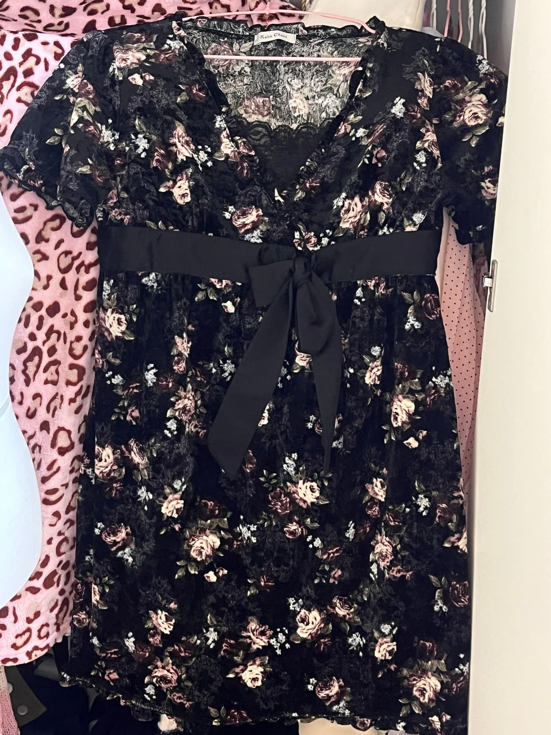 빈티지 rosa cheri 벨벳 플라워 리본 원피스 히메갸루 일브  상품이미지1