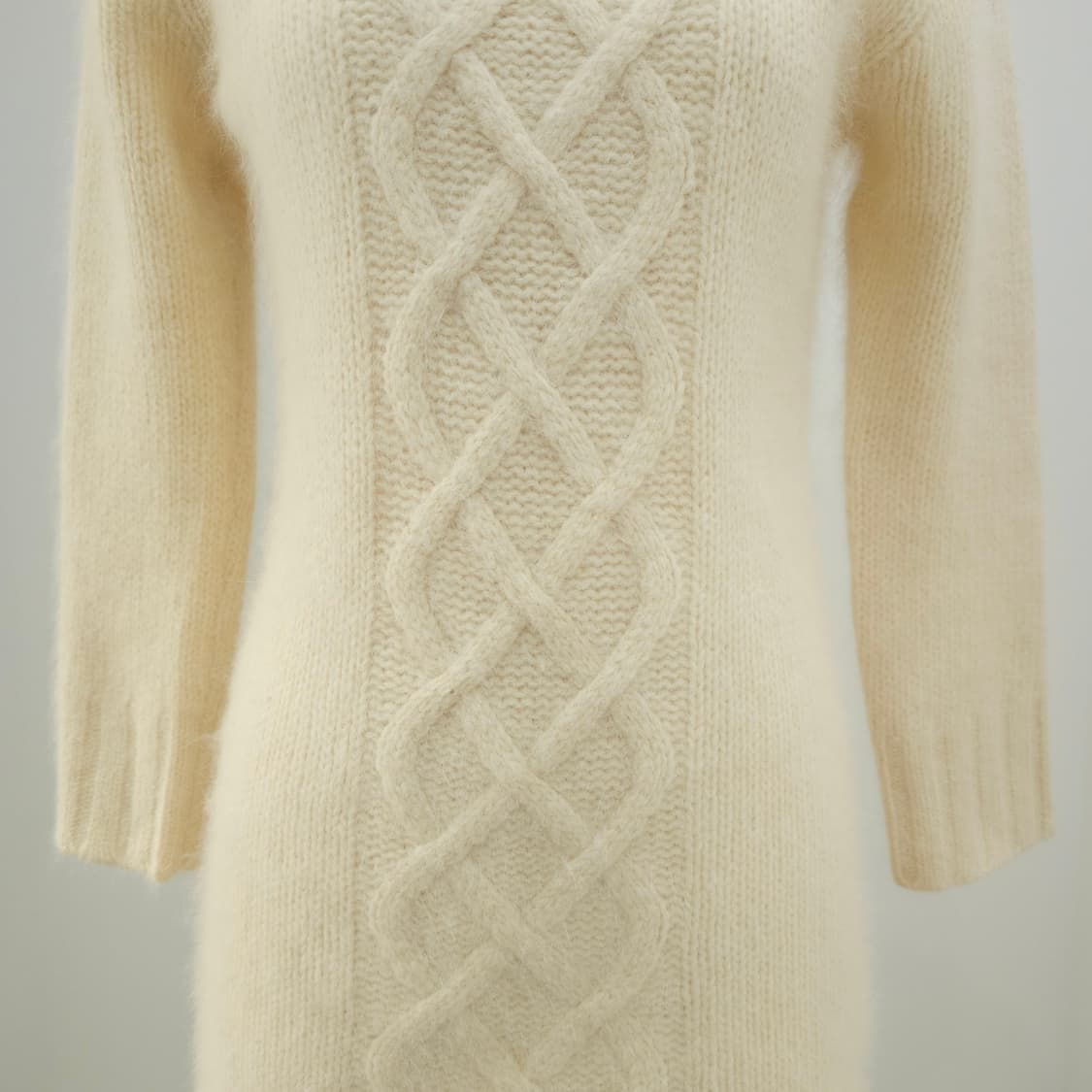 아이보리 울혼방 꽈배기 폴라넥 니트 미니원피스 상품이미지5