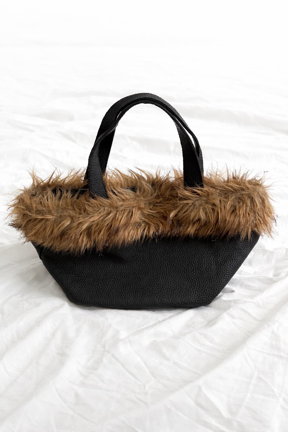 빈티지 퍼 트리밍 미니백 (Y2K 무드) 상품이미지1