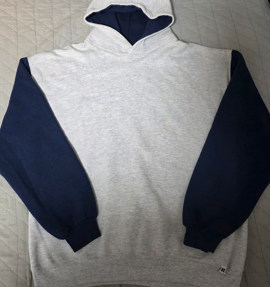 [XL] 90s 빈티지 러셀 애슬레틱 투톤 후드티 그레이/네이비 상품이미지1