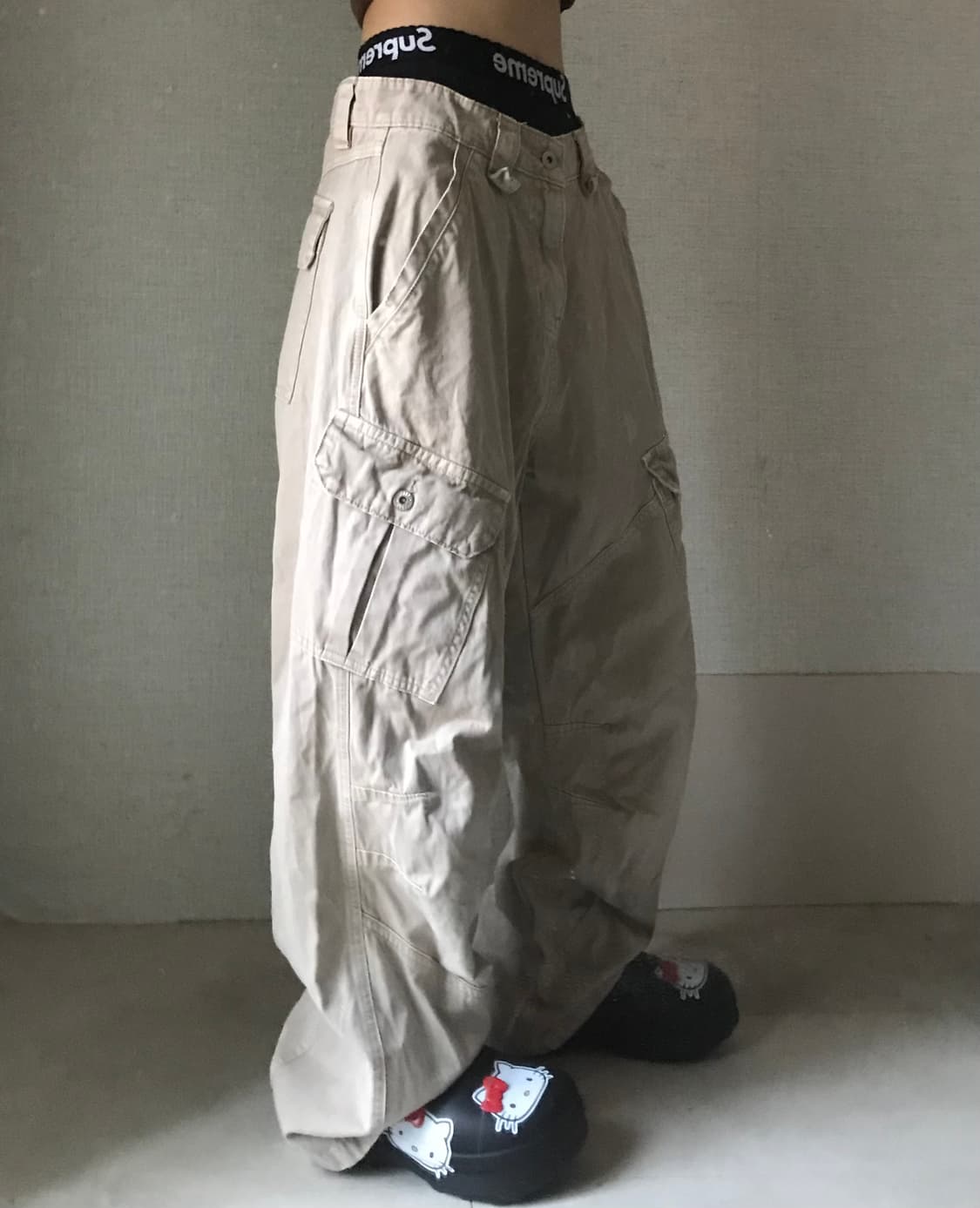 베이지 와이드핏 카고팬츠 상품이미지2