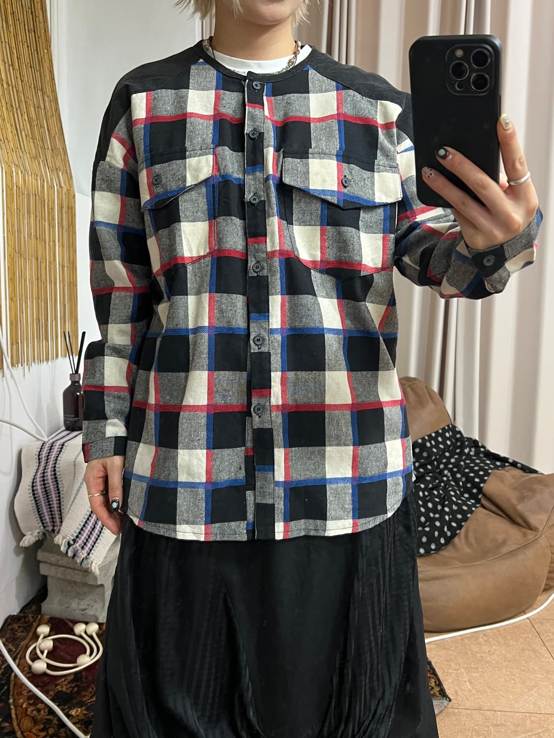 빈티지 카라리스 투포켓 체크 셔츠  상품이미지1