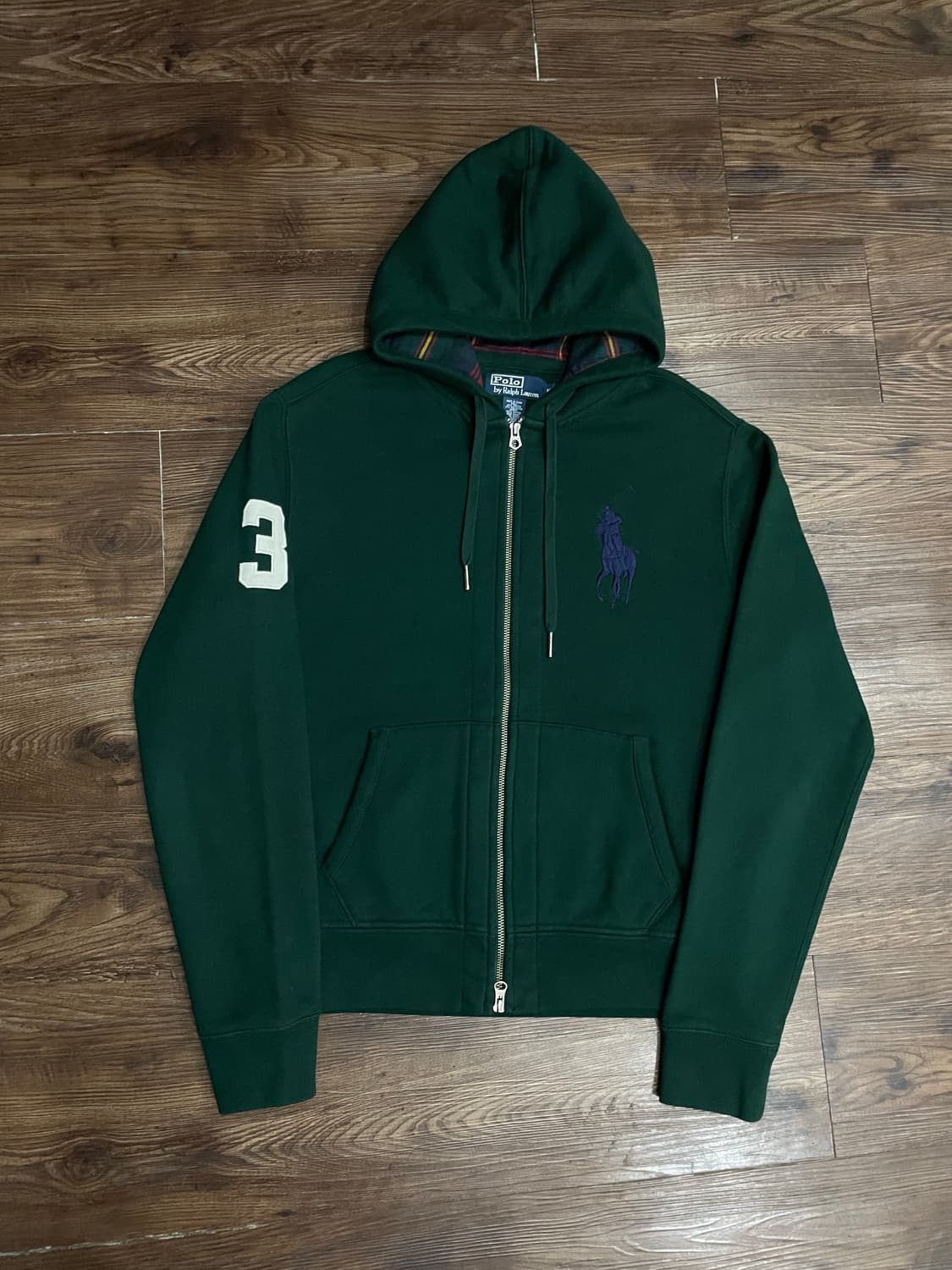 폴로 랄프로렌 그린 체크 빅포니 후드집업 상품이미지3