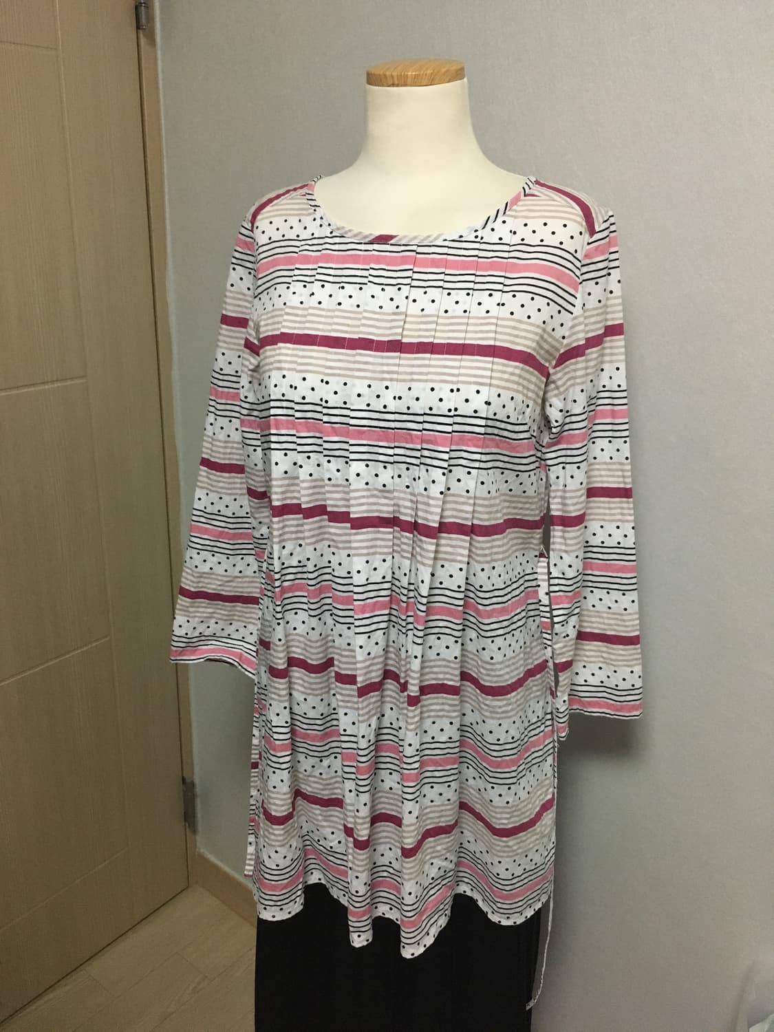 일본빈티지 플리츠 도트 블라우스 원피스 레이어드 상품이미지1