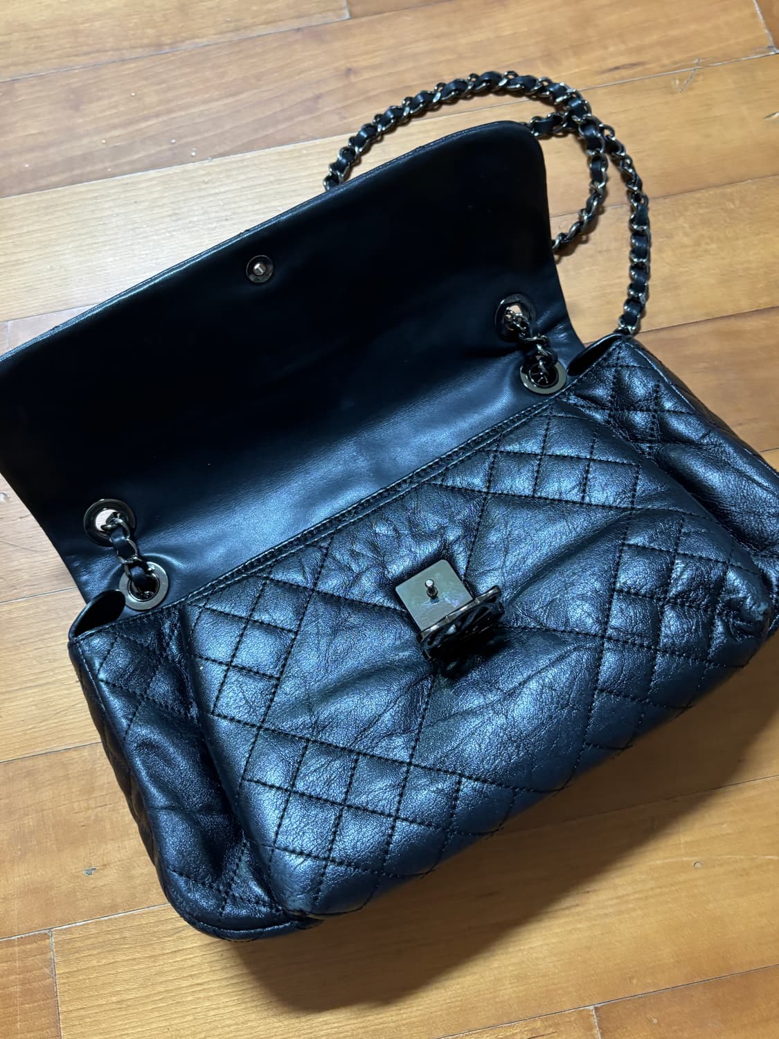 vintage louis quatorez black leather bag 상품이미지3