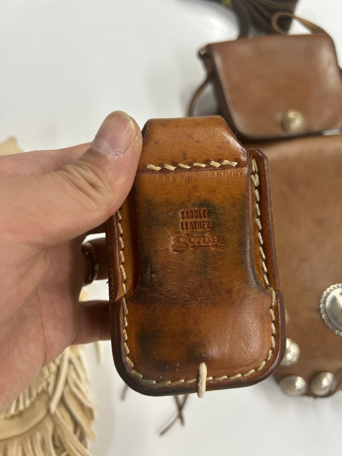 goros 고로스 새들레더 콘초 벨트루프 시가렛 케이스 상품이미지6