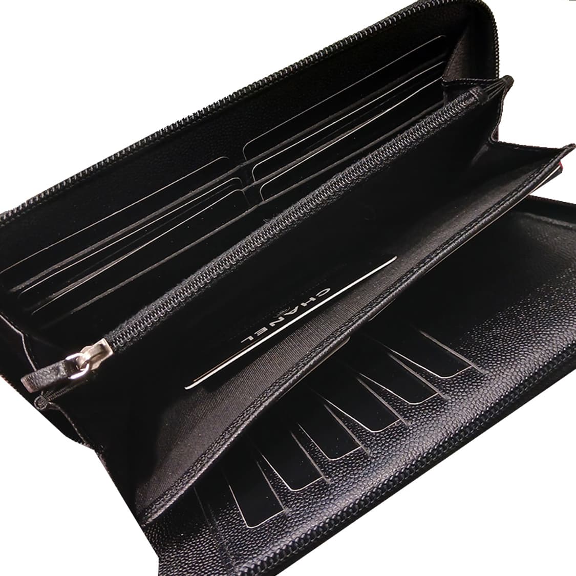 샤넬 블랙 캐비어 은장CC 오거나이저 지피 장지갑(22번) 상품이미지4