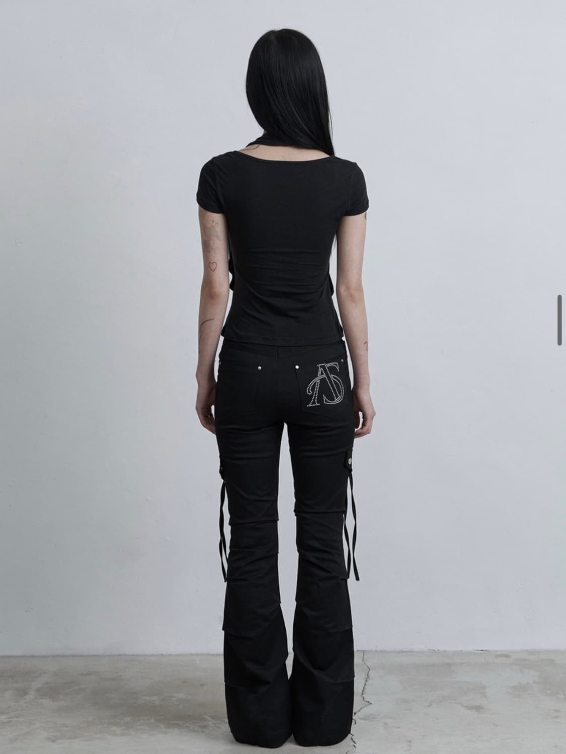 애즈유아 사이드 턱 부츠컷 팬츠 블랙 상품이미지4