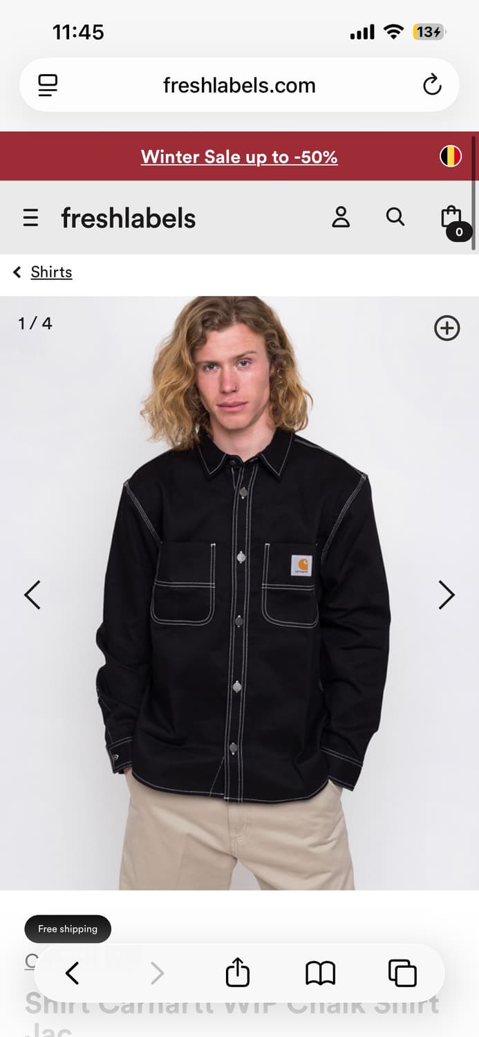 칼하트 WIP 초크 셔츠 자켓 M 블랙 상품이미지1