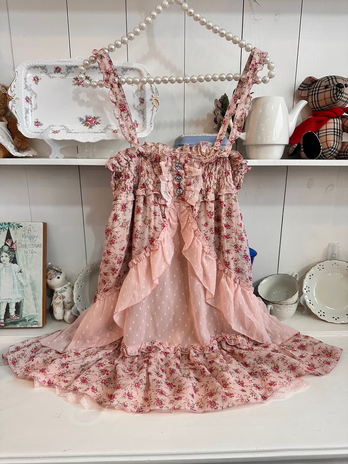 플라워 핑크 프릴 원피스 상품이미지3