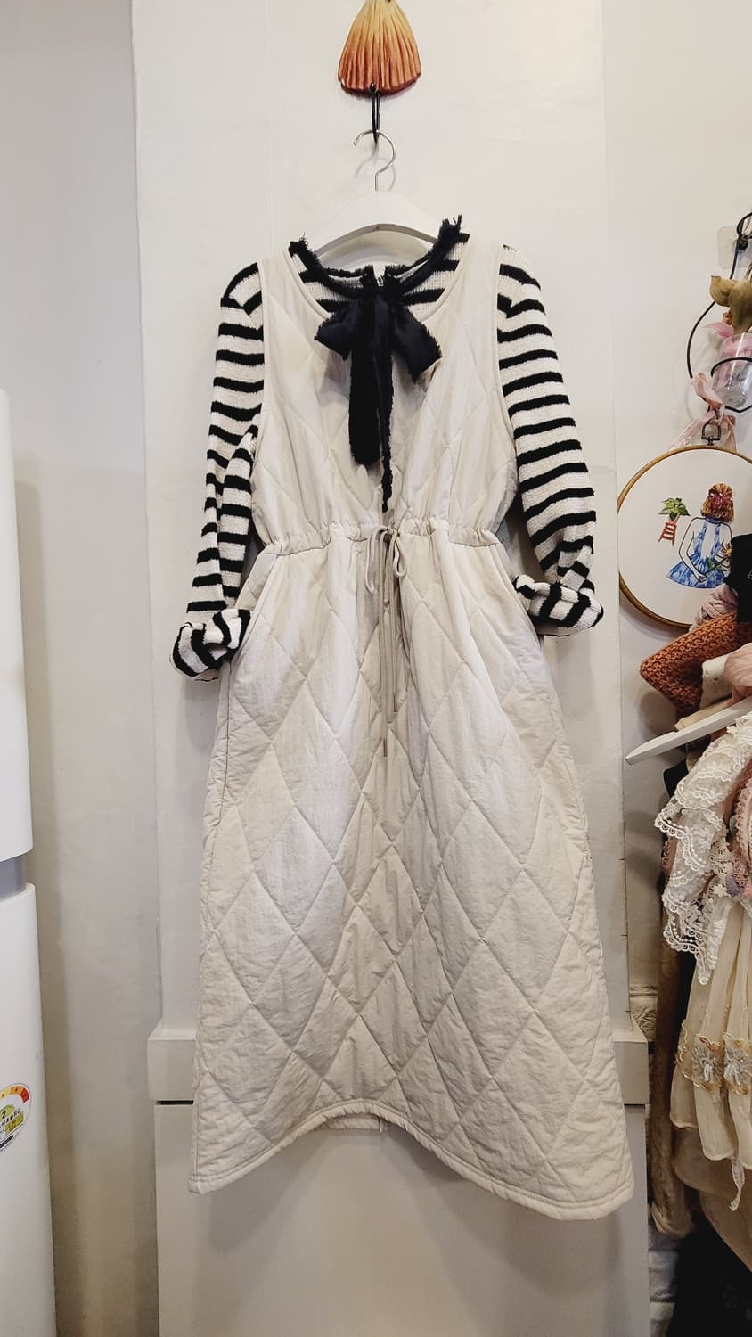 자라 스트라이프 니트 . 퀼팅 누빔 원피스 상품이미지6