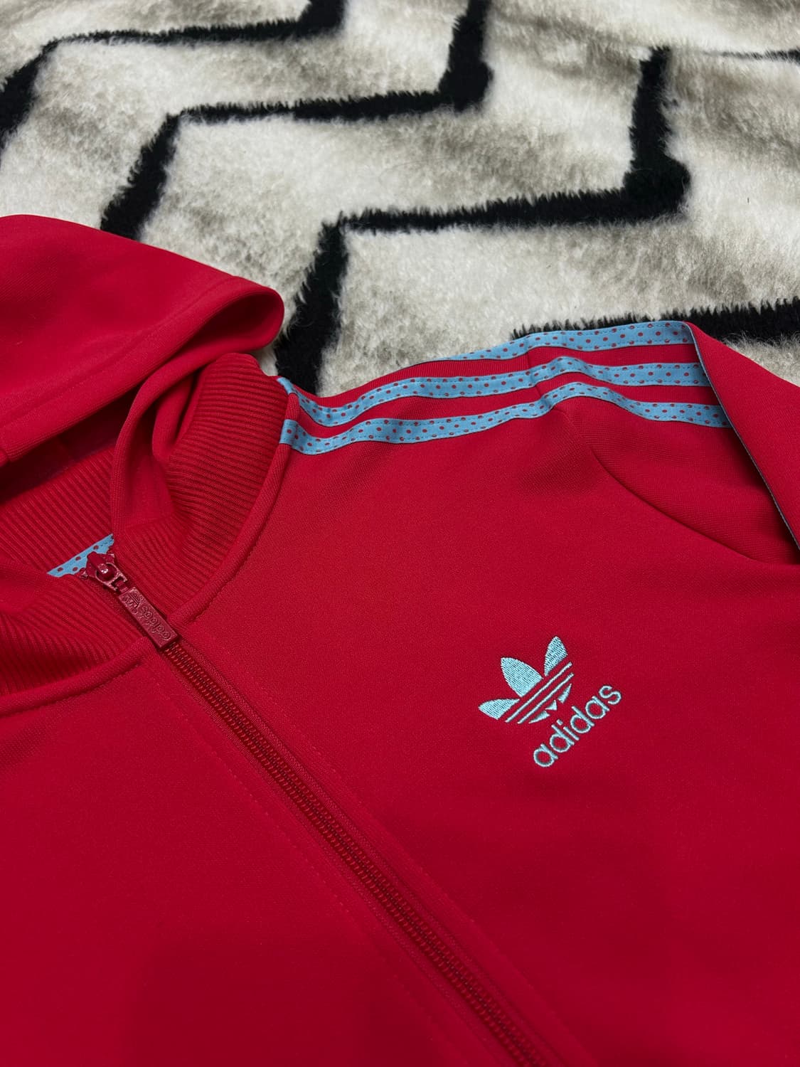 [S]아디다스 도트 삼선 후드져지/핑크블루 상품이미지1