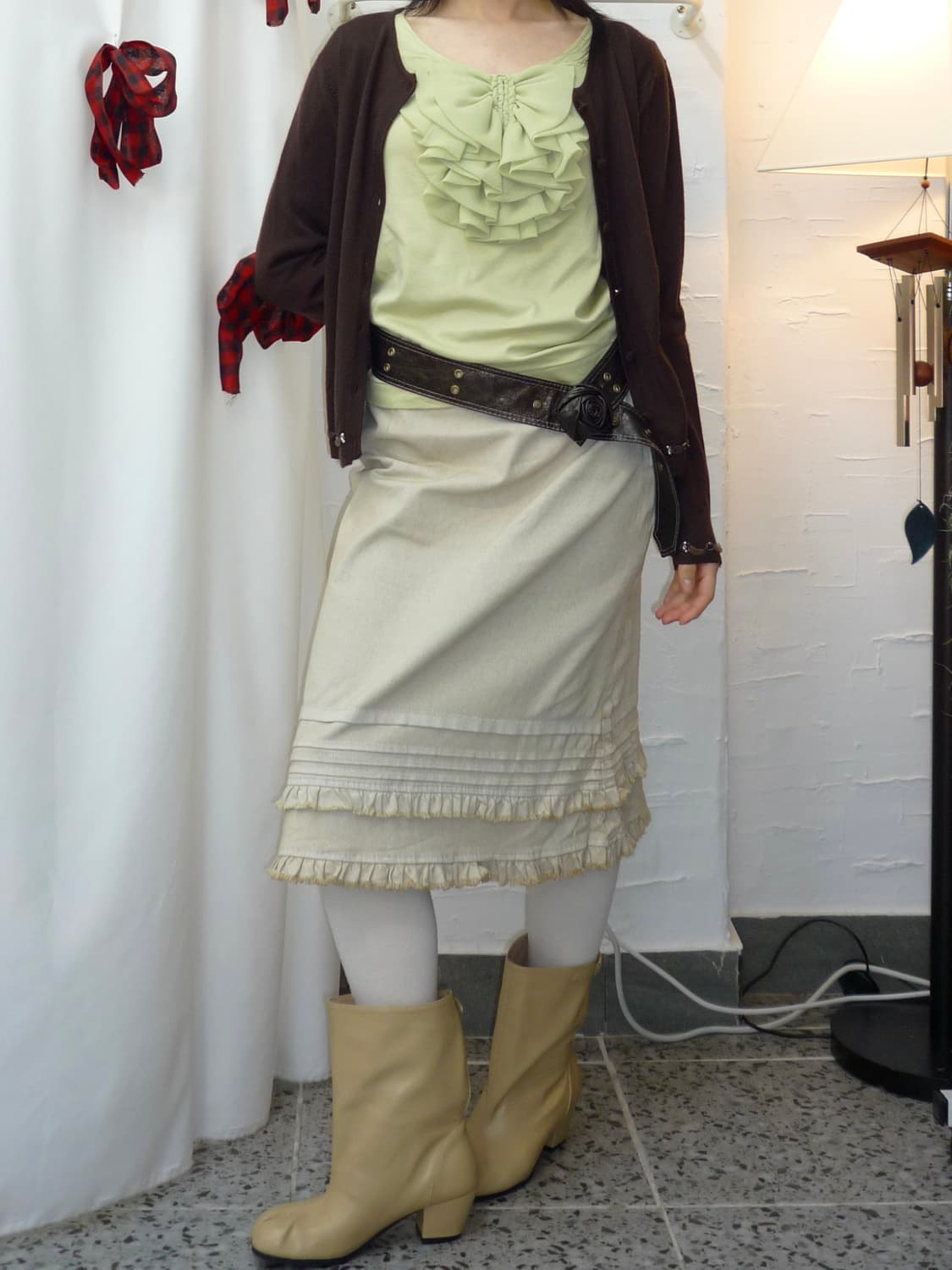 Angel ruffle midi skirt 상품이미지2