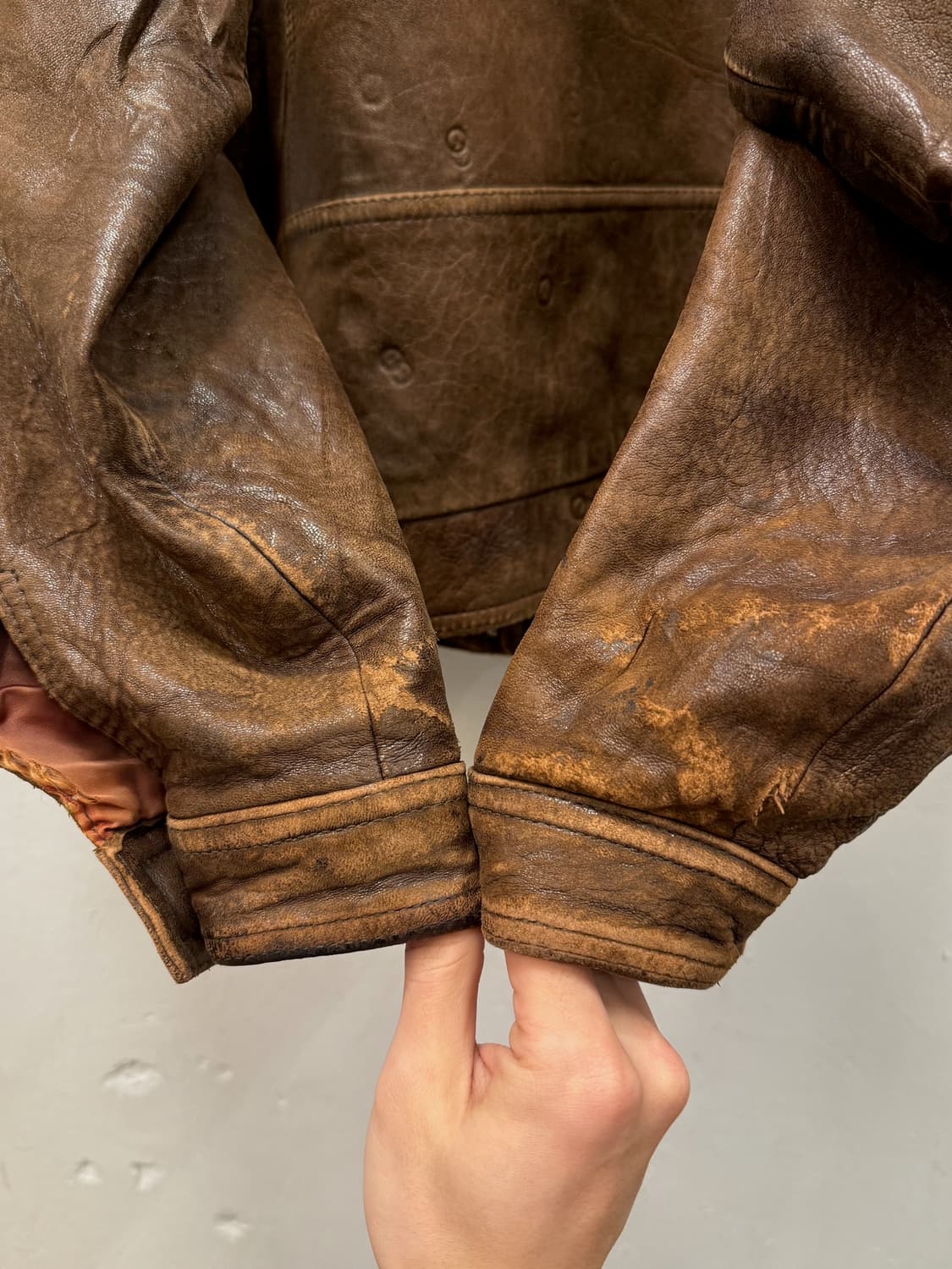 L) 90s Sheepskin Leather Bomber Jacket 상품이미지8