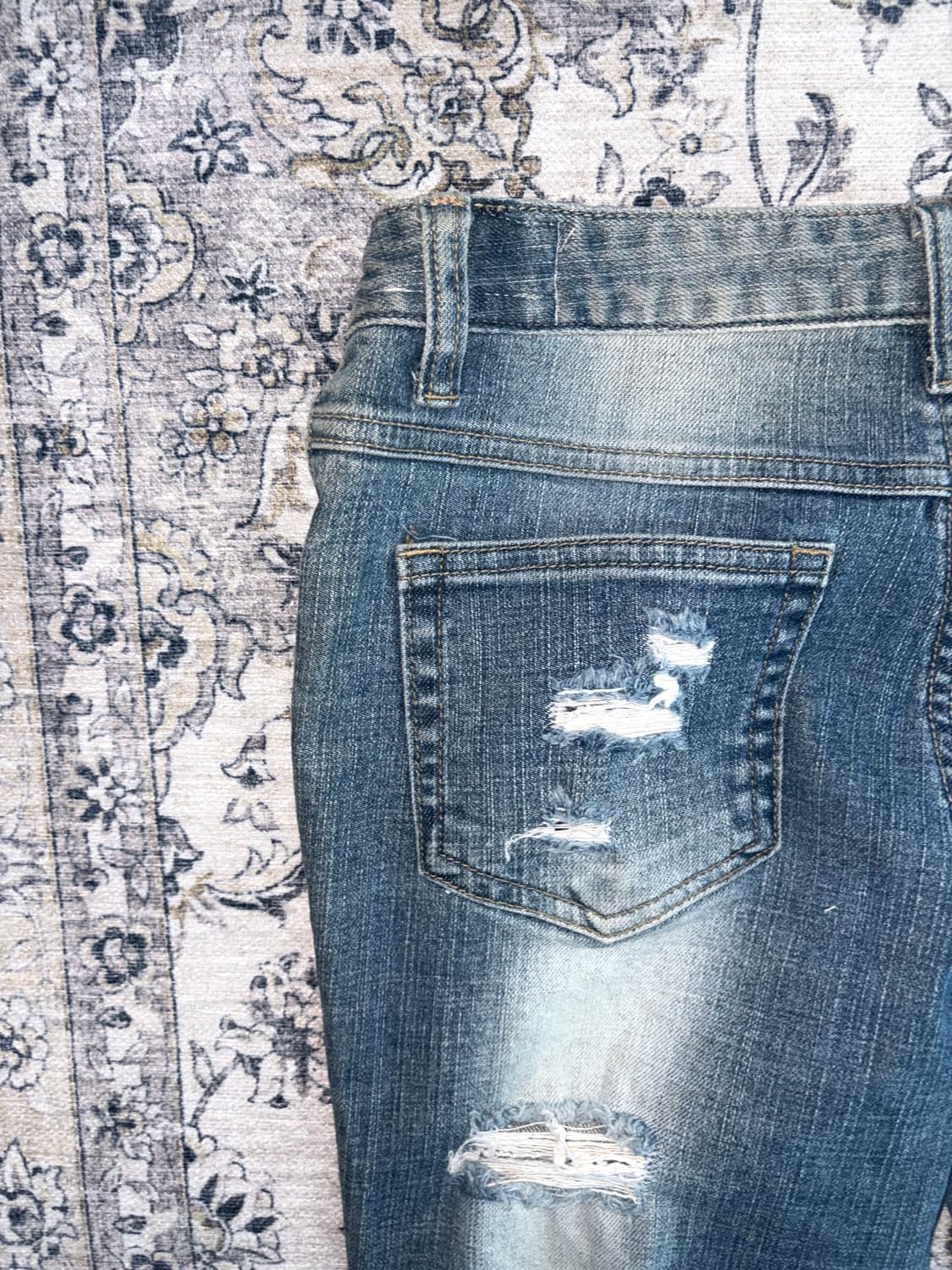 빈티지 디스트로이드 큐빅 스터드 플레어진 로우라이즈 팬츠 상품이미지10