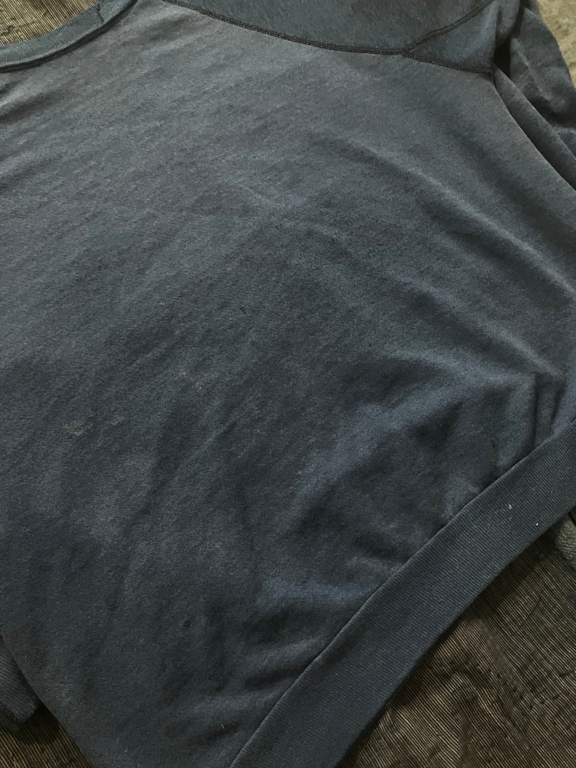 60s 오리지널 빈티지 노브랜드 트래쉬드 스웻셔츠 네이비 상품이미지7