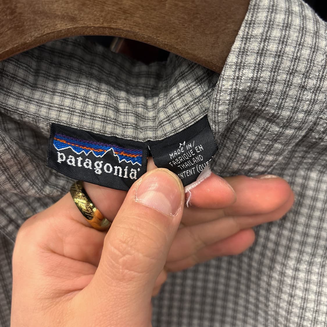 00s 파타고니아 마이크로 체크 엠보싱 시어서커 셔츠 N1158 상품이미지8